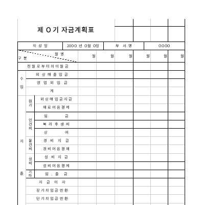 자금계획표 자금계획표